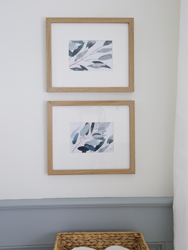 over the toilet decor with framed eucalyptus art prints