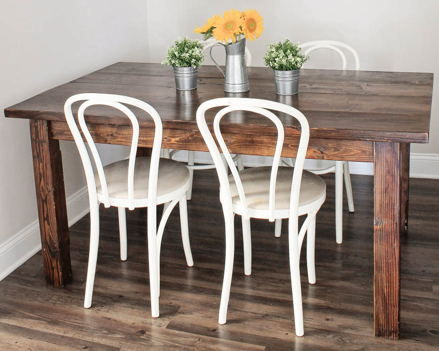 DIY Farm table with Minwax dark walnut stain