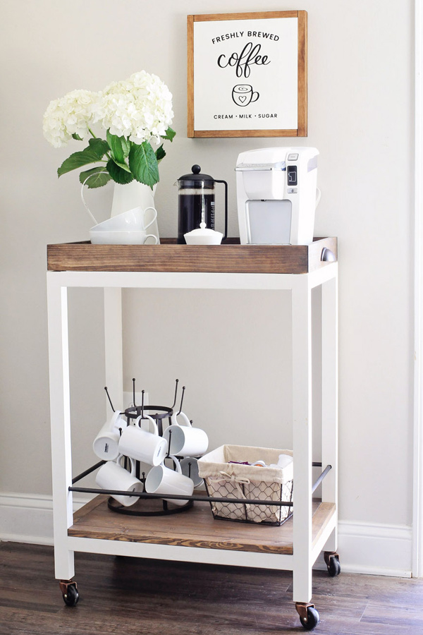 styled photo of wood sign with coffee bar to show how to make wooden signs to sell