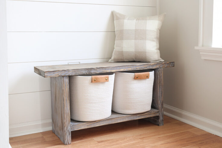 Easy DIY Entryway Bench For 10 Angela Marie Made   DIY Entryway Bench 7221 735x490 