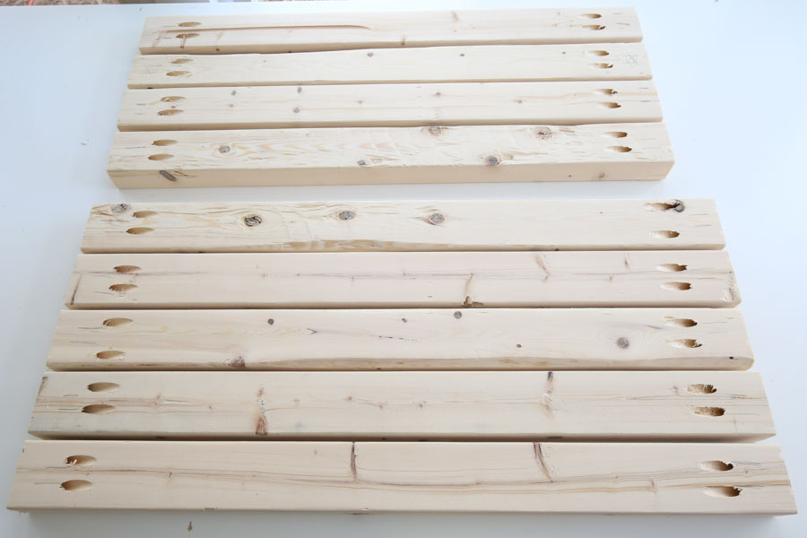 chair frame boards with pocket holes on ends