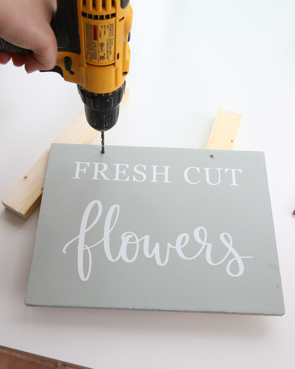 drilling holes through top of DIY spring wood sign