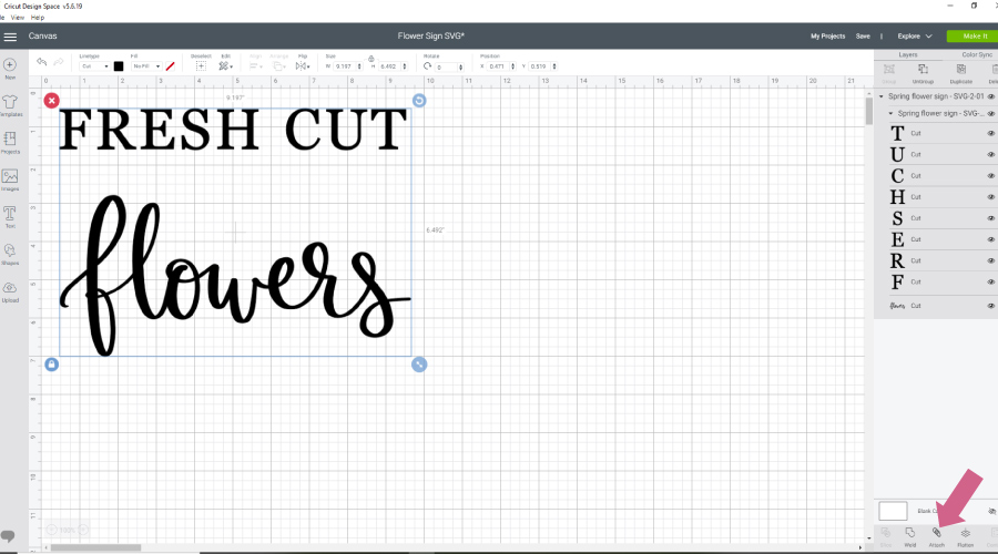 spring design svg file opened in cricut design studio