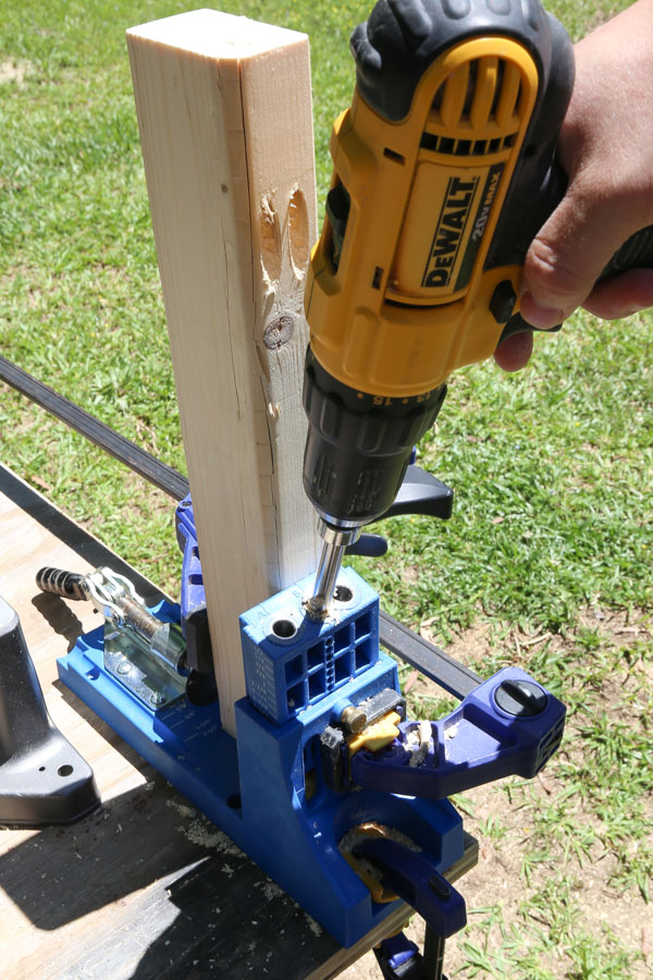 adding pocket holes to table leg board