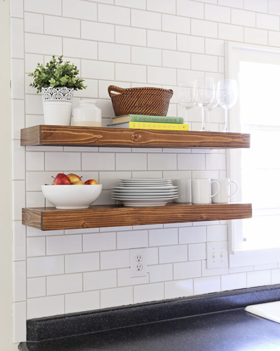 DIY Kitchen Floating Shelves & Lessons Learned - Angela Marie Made