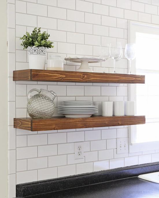 DIY Floating Kitchen Shelves 8880 550x688 