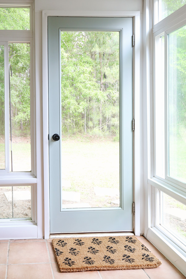 Painted metal door with a fresh new paint color