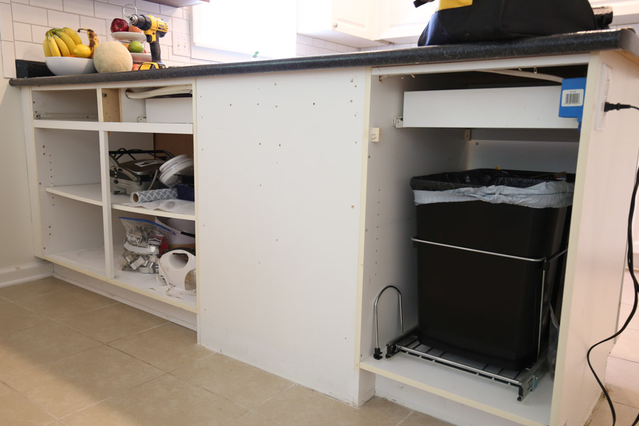 remove cabinets and molding from kitchen island