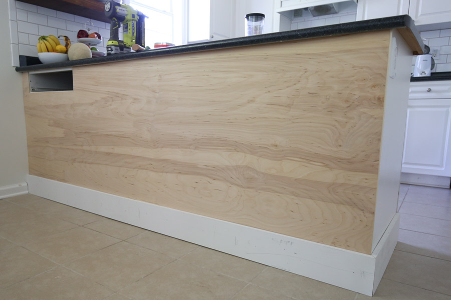 attach baseboard to kitchen island with brad nails