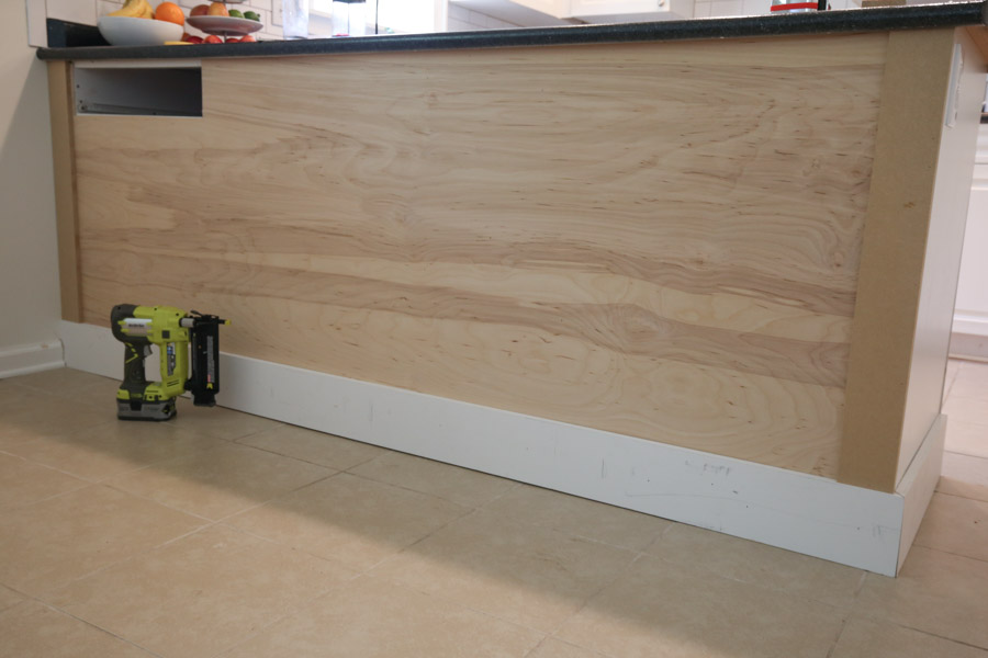 attach side battens using MDF to kitchen island