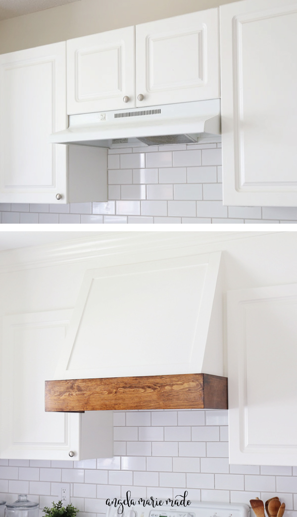 before hood range and after DIY range hood cover