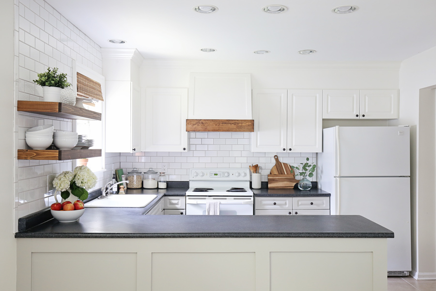 kitchen makeover with popcorn ceiling scraped