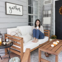 fall porch decor and sitting on outdoor couch
