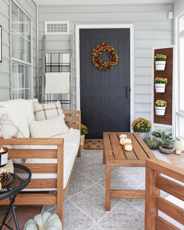 cozy fall porch decor