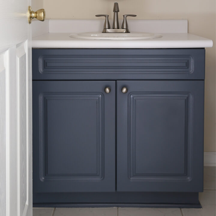 How To Paint A Bathroom Vanity Angela, How To Sand Bathroom Cabinets For Painting