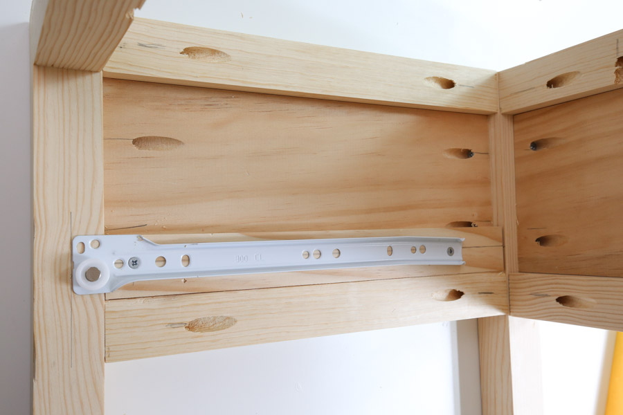 nightstand drawer slide attached with screws