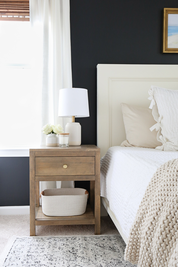 modern table lamps on DIY nightstand