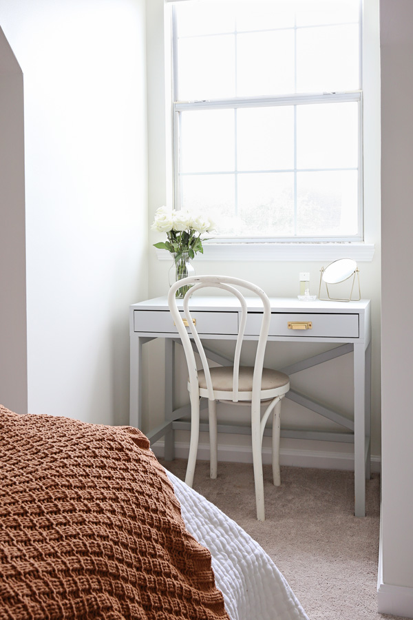 DIY makeup vanity in bedroom