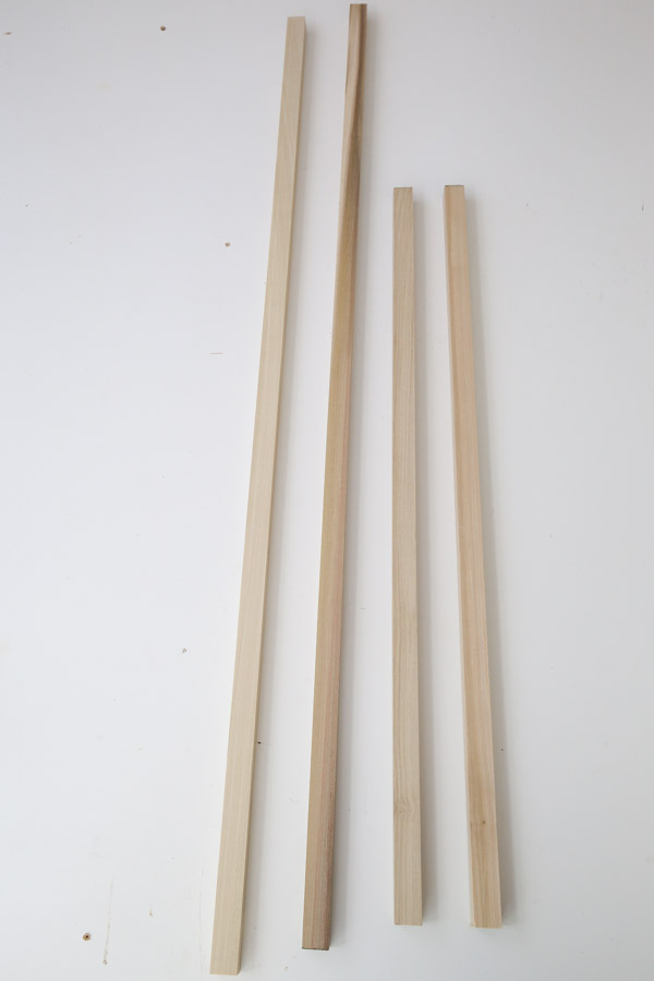 square dowels cut to size for frame