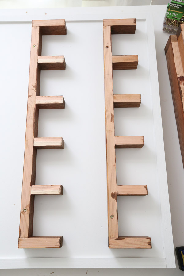 attach cubby shelves to plywood