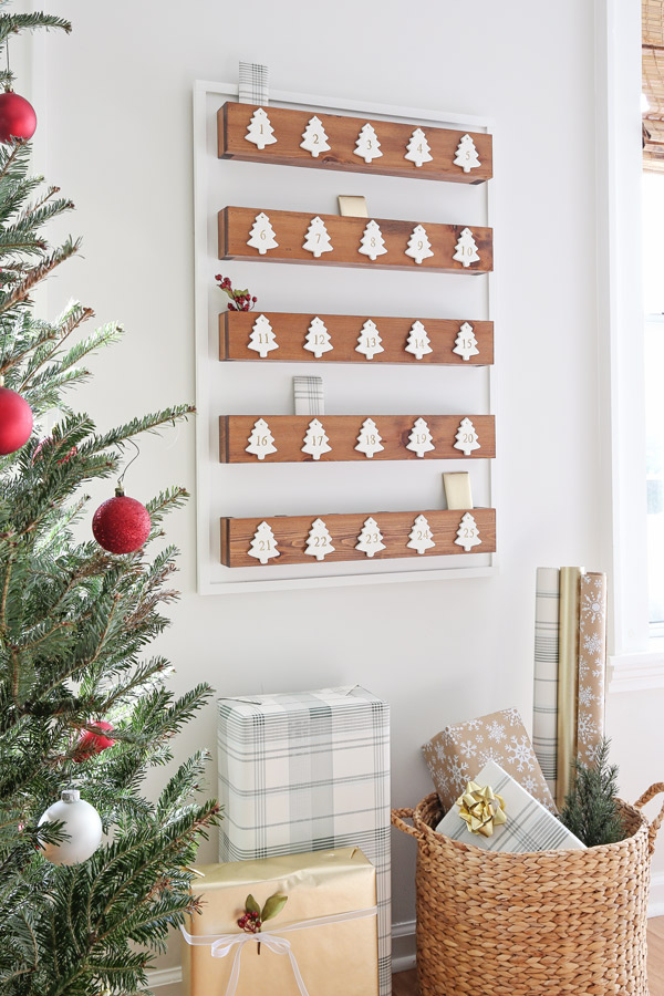 diy woooden advent calender on wall