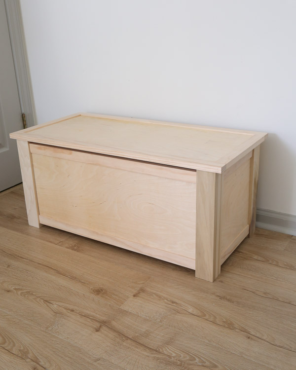 DIY toy box built before paint and finish