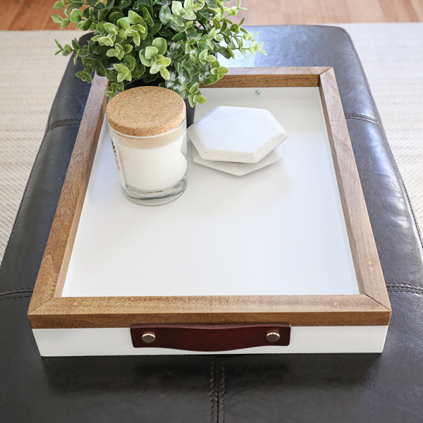 side view of DIY wood serving tray