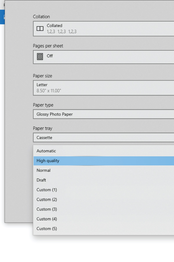 Adjust printer settings and Print the image