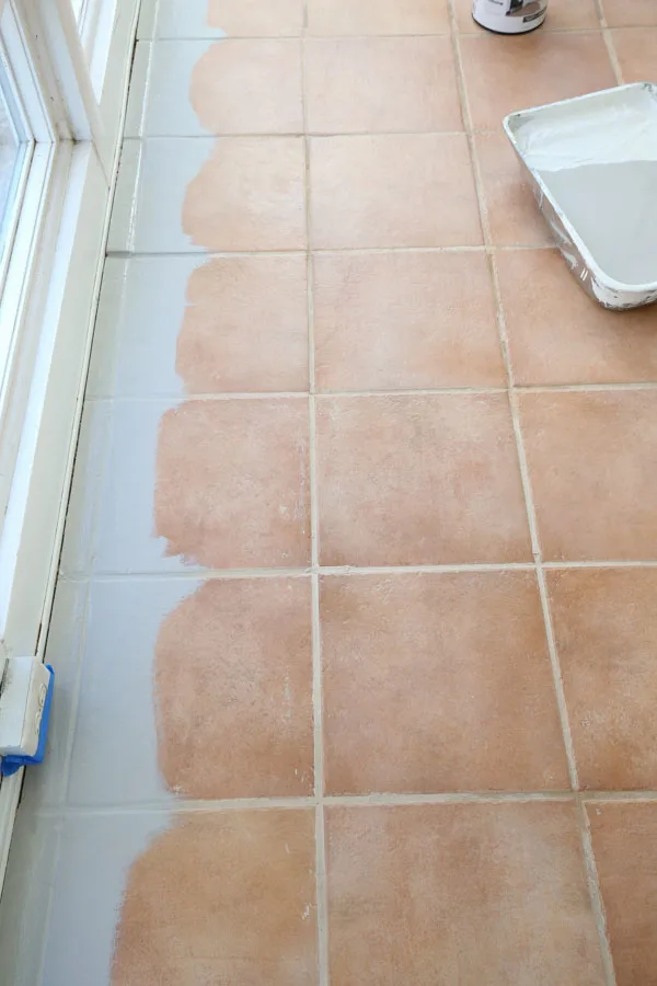 How To Paint Tile Floor Angela Marie Made, Can You Paint Ceramic Floor Tile In Bathroom