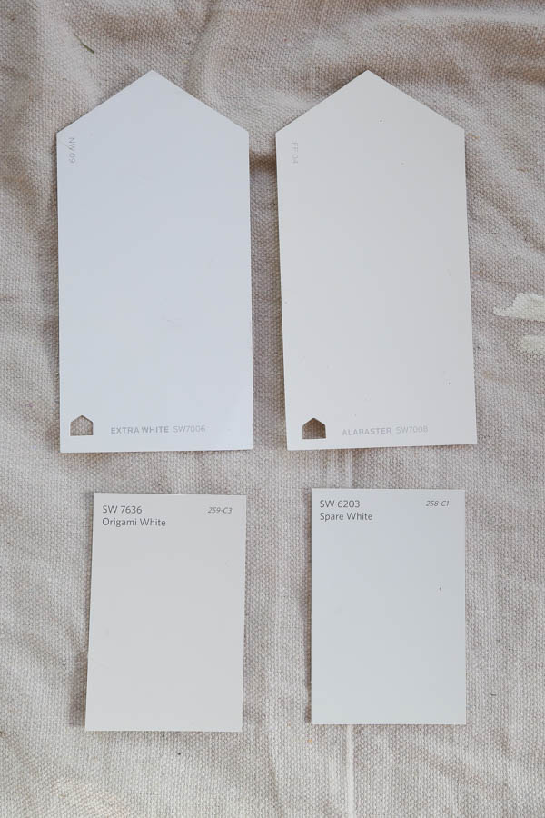 Sherwin Williams white paint swatches