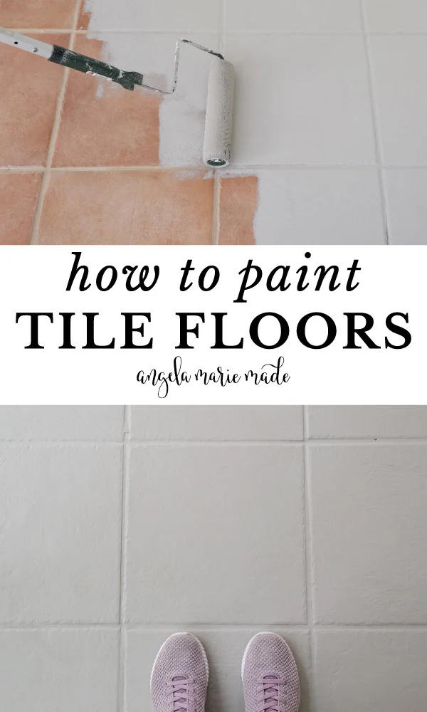 How To Paint Tile Floor Angela Marie Made - How To Get Paint Off Bathroom Floor Tiles