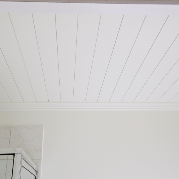 DIY shiplap bathroom ceiling