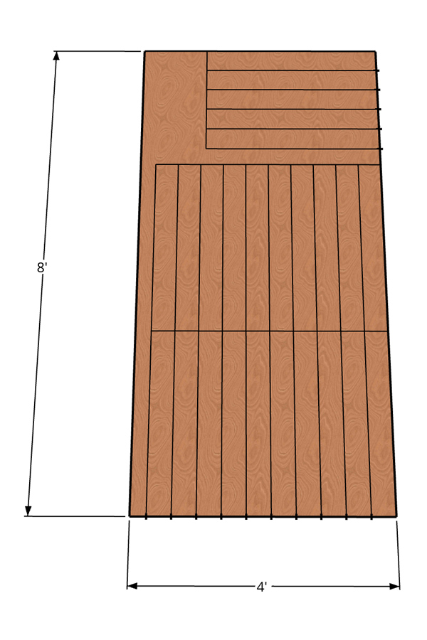 how many vertical shiplap boards from a 4 foot by 8 foot plywood board