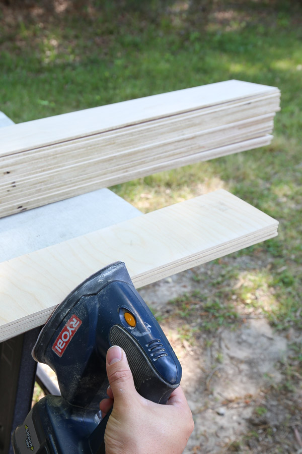 sand plywood edges with corner sander