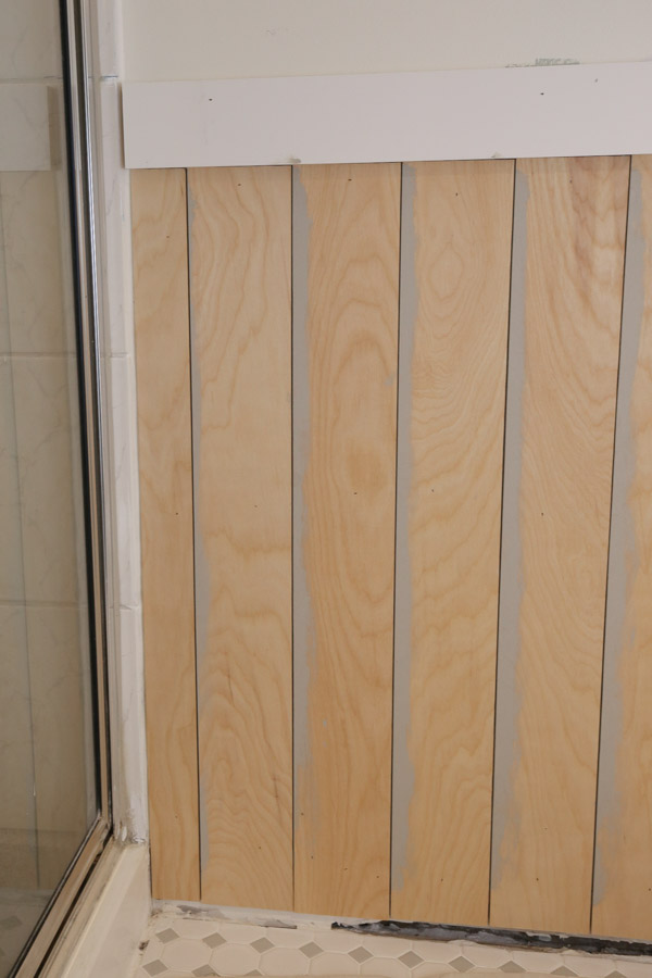 vertical shiplap half wall