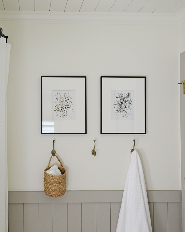 framed art in bathroom makeover