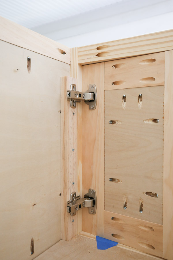 installing bathroom vanity door hinges with inset european hinges - inside view