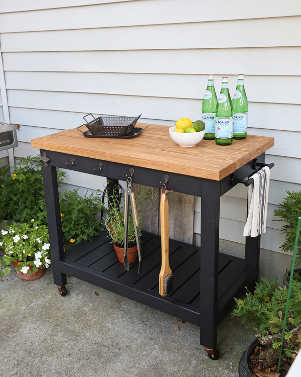 DIY grill cart outside