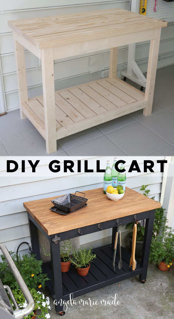 DIY grill cart unfinished and finished