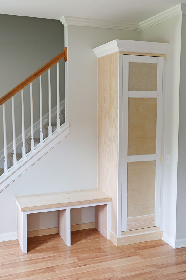 DIY entryway built in before paint