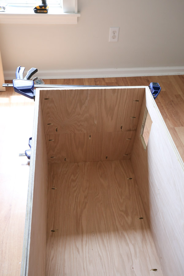 adding top board to DIY built in cabinet frame