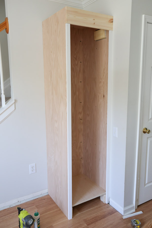 top and side trim attached to built in cabinet