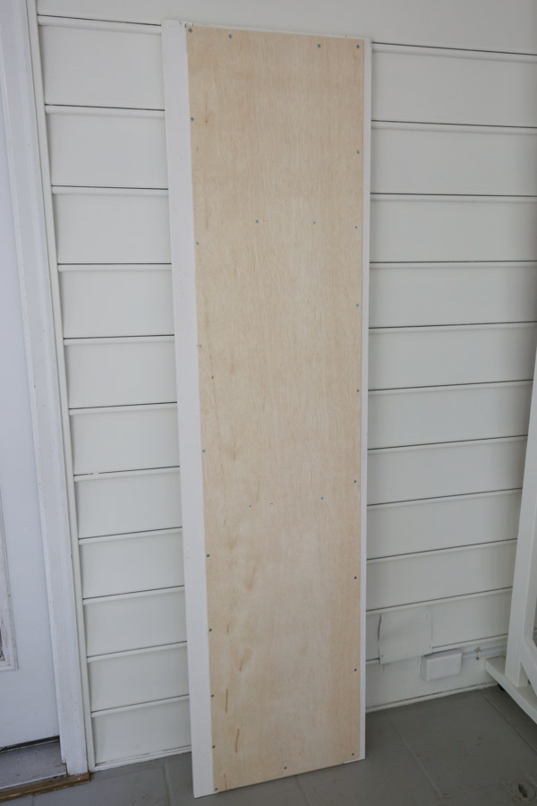 back view of DIY built in cabinet door