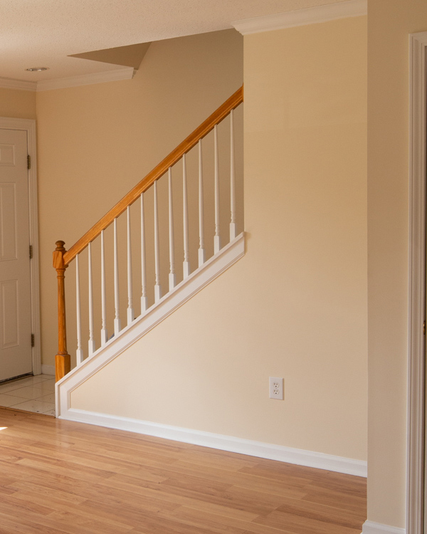 entryway before makeover with yellow walls