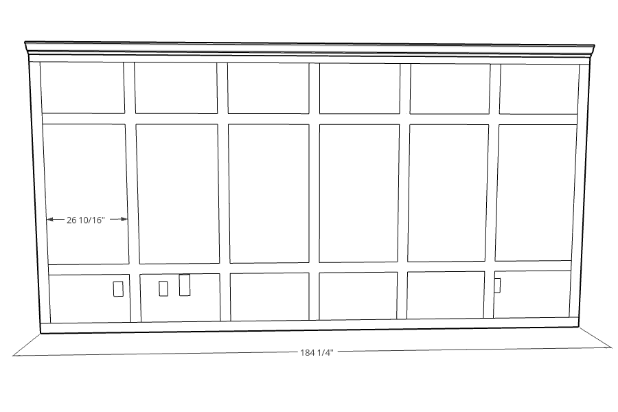 SKETCHUP graphic of board and batten wall with batten spacing guide