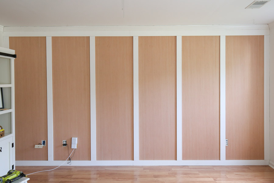 board and batten accent wall with crown molding