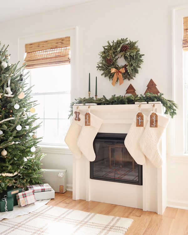 rustic christmas tree and mantel decor