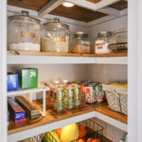 DIY small corner pantry organization makeover with DIY corner pantry shelves