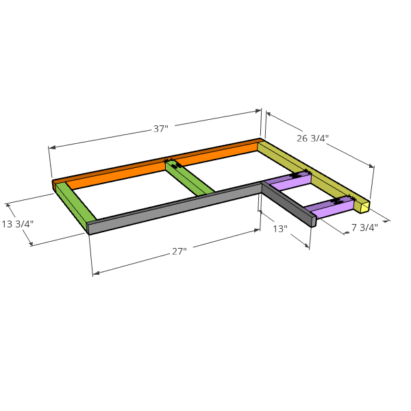 sketchup of pantry support cut measurements