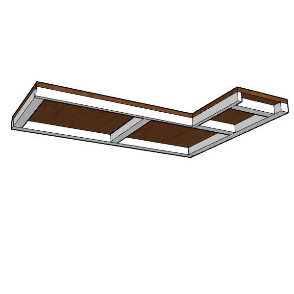 bottom view sketchup of diy corner pantry shelf